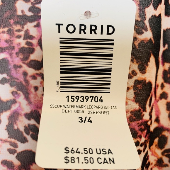 Torrid Leopard Kaftan Womens 3-4X NEW Purple Black Resort Cruise Vacation Flowy - Picture 4 of 10